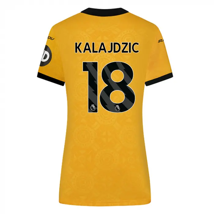 Wolverhampton Wanderers Shop | 2025-26 Wolves Home Shirt – Womens KALAJDZIC 18 Wolverhampton Wanderers Merchandise